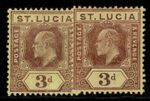 ST. LUCIA EDVII SG70 + 71, 3d SHADE VARIETIES, M MINT. Cat £20.