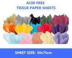 20 TISSUE PAPER SHEETS ACID FREE VARIOUS COLOUR 500X750cms GIFT WRAP - FULL SIZE