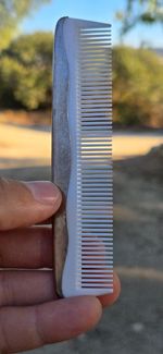 Vintage 1950's Smooth Sterling Silver Pocket Travel Mustache Beard Clip on Comb
