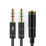 Headphone Y Splitter For Computer 3.5mm Female to 3.5mm Male Headset PC Laptop