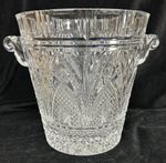 Antique Pressed Glass Double Scroll Handled Ice Bucket C1920 10" Tall