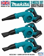 3pc Blower Nozzle Set Compatible with Makita DUB185 DUB186 Attachments UK Made