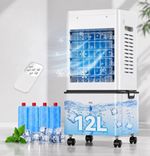 12L Portable Evaporative Air Cooler, Remote, 24hr Timer, Oscillation, Humidifier