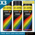 3 x MOTIP BLACK PRIMER FILLER 500ML FOR AUTOMOTIVE CAR BODIES SPRAY PAINT NEW