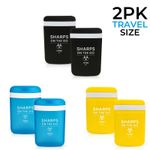 2pk Reusable Mini Sharps Bin 50ml – Small Travel Sharps Box Needle Container