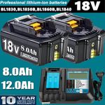 For Makita 18V Battery / Charger 8.0Ah LXT 12.0Ah Li-Ion BL1830 BL1850 BL1860 UK