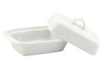 Deep Butter Dish with Ceramic Lid Kitchen Breakfast Dining Serving Storage White