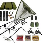 Full Carp Fishing Set Up Rods Reels Bite Alarms Net Mat  Bait Hook Tackle 10. FT