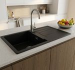 1.０ Black Topmount Granite Sink with Overflow Hole Black Granite 1.0 Bowl Sink