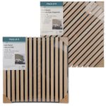 Wood Wall Panel Square, 3D Accoustic Wooden Slatted 60x60cm, 4 Pack, 2 Types