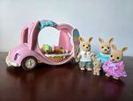 Sylvanian Families Pink Ice Cream Car Van And Figures