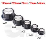 19/22.9/27/33/45mm Potentiometer Knob Cap 6mm Shaft Volume Amp Dial Radio Tuner