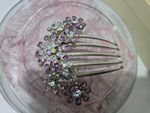 Vintage Style Rhinestone Hair Comb Crystal Flower Bridal Prom Headpiece Pink