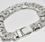 STERLING SILVER MENS CAST BRACELET 8.5 INCH - LARGE 14MM LINKS - 43 GRAMS