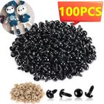 Solid Black Teddy Eyes Safety Plastic Backs - Bear Making Soft Toy Doll Animal