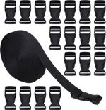 RETON 20mm Wide 10 Yards Black Nylon Webbing Strap + 20 PCS One Size,