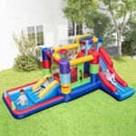 Kids Inflatable Jump Castle with Dual Slides Indoor Outdoor Play Area No Blower
