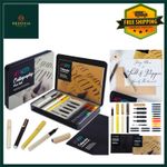Beginner Calligraphy Pen Set with Guide Book & Practice Paper, 4 Pens, 5 Nibs