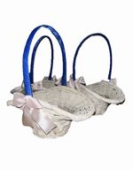 47x Decorative Wicker Flower Confetti Baskets White & Blue & Pink Ribbon