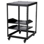 Heavy Duty Open Frame Server Rack 10U-20U Adjustable Depth w/ Casters, 2 Shelves