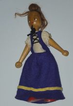 Vintage 1950’s Peg Doll In Traditional Costume Wooden Folk
