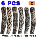 6PCS Tattoo Sleeves UV Sun Protection Arm Cover Men Women Cycling Party Wear