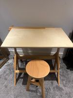 MEEDEN Adjustable Wooden Drafting Table & Stool Set , excellent condition