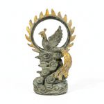 Phoenix Figurine with Cloud Base Gold-Toned Phoenix Statue with Circular Band