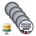 5 x Victoria Sandwich Cake Tin Pan 8" 20cm Non Stick Fixed Base Made in England