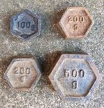 Vintage Antique Cast Iron 100g - 500g Hexagonal Weight Bundle Scales Metal!!!