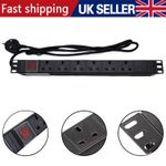 1U 6 Way PDU SURGE PROTECTED 19 INCH RACK SWITCH HORIZONTAL MOUNT PDU  .