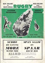 SOUTH AFRICA v NEW ZEALAND 25 June 1960 - 1st Test RUGBY PROGRAMME - Jo'burg