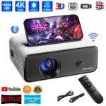 Mini 4K Projector HD Android Smart 15000LMS WiFi Bluetooth USB HDMI Home Theater