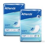 Attends Soft 7 Unisex Large Discreet Incontinence Pads - 2 Packs of 34 (68 Pads)