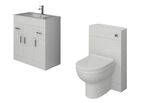 Vanity Unit with Combined Sink & Toilet Bathroom Suite Furniture WC Set 1400mm