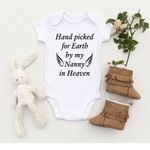 Personalised Hand Picked For Earth By In Heaven Nanny Grandad Auntie Baby Vest