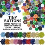 Tiny Buttons Single Colours - 8-12mm Small Sizes Mini Crafts Sewing Card Making