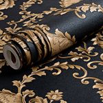 Black Gold Damask Wallpaper For Living Room Vintage Embossed Bedroom Wall Paper