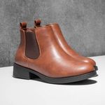 Lilley Womens Boots Tan Adults Ladies Chelsea Slip On Ankle Heeled SIZE