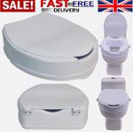 Raised Toilet Seat 4” Inch / 10 Cm With Lid Heavy Duty High Elevated Raiser Aid