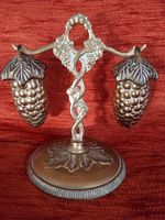 Antique  Rare Design Brass  Cruet Set Grapevine. Original Liners