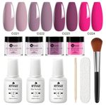 10 Pcs Dipping Powder Starter Nail Kit With Base, Top Coat, Activator Nail Brush