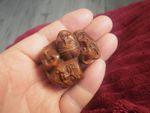 Hand Carved wood netsuke of 7 masks piled up boxwood collectable item