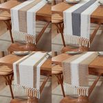 Macrame Cotton Linen Woven Table Runner Mats with Tassels Farmhouse Boho Decor