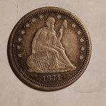 1871~P Seated Liberty 25c ~ Better  Date ~ Ch VF DETAILS