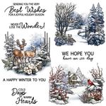 Snowy Village Forest Deer Metal Cutting Dies Clear Stamps Diy Card Making Crafts