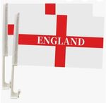 2 x England Car Flags. Window attachment, exterior 30cmx46cm 12"x18"