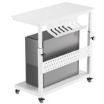 2-Tier PC Stand Computer Cart, Adjustable Tower Stand Cart Mobile CPU Holders