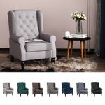Retro Accent Chair Wingback Armchair with Wood Frame for Living Room