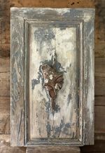 Antique French Wood Carved Painted Distressed Panel